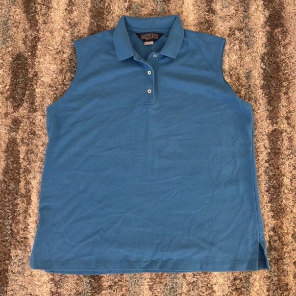 Vintage Lands’ End Sleeveless Blue Cotton Polo Tank L - Picture 1 of 4